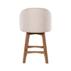 Gery Swivel Counter Height Chair | Cream Fabric Seat | Natural Brown