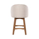 Gery Swivel Counter Height Chair | Cream Fabric Seat | Natural Brown