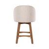 Gery Swivel Counter Height Chair | Cream Fabric Seat | Natural Brown