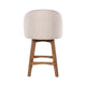 Gery Swivel Counter Height Chair | Cream Fabric Seat | Natural Brown