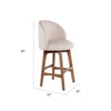 Gery Swivel Counter Height Chair | Cream Fabric Seat | Natural Brown
