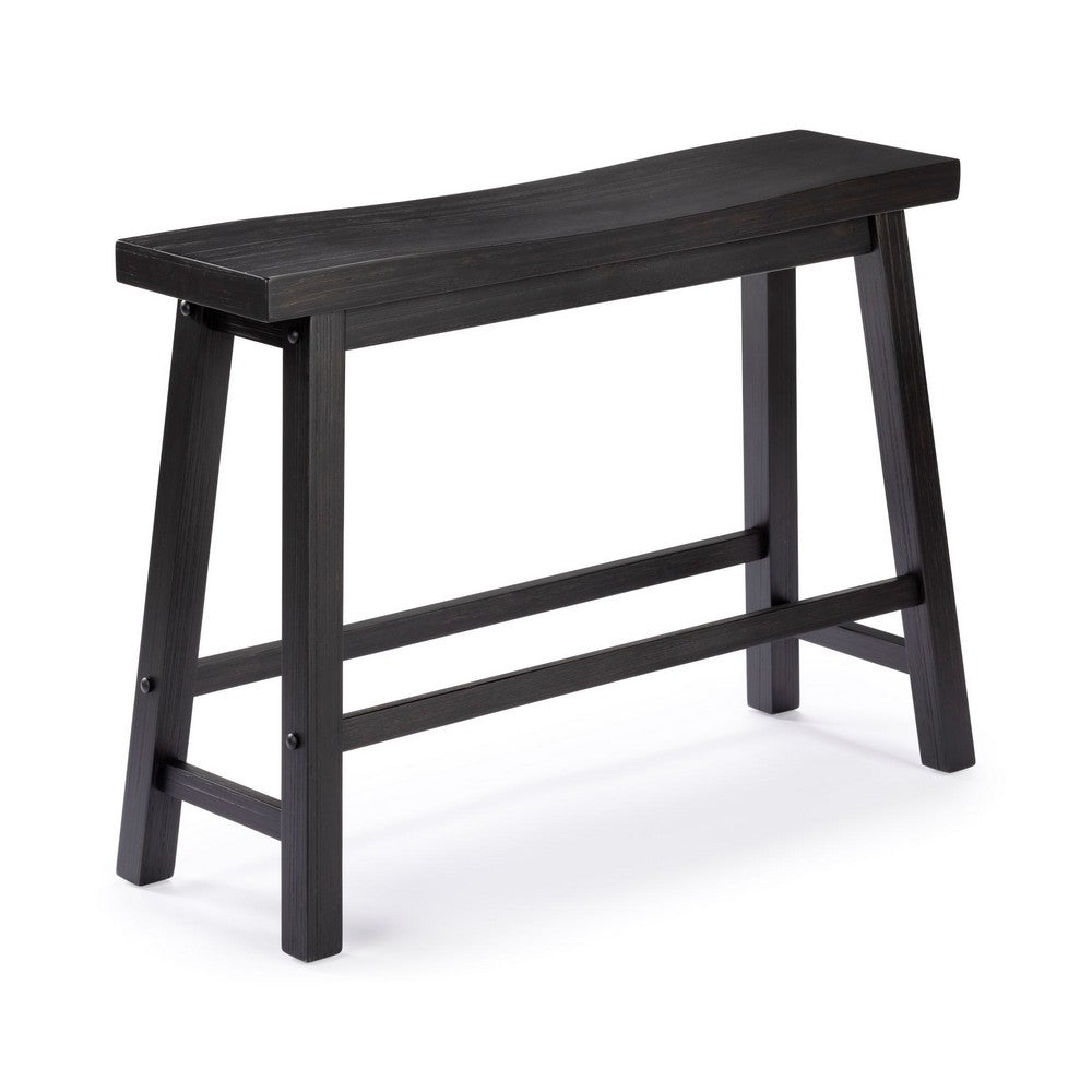 Amber Counter Height Bench | Backless Seat | Charcoal Black Acacia Wood