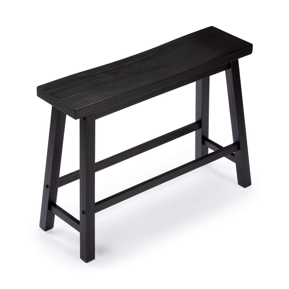 Amber Counter Height Bench | Backless Seat | Charcoal Black Acacia Wood