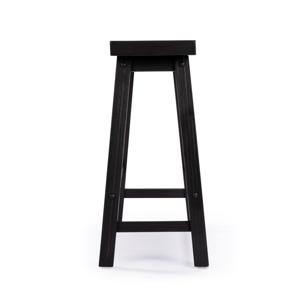 Amber Counter Height Bench | Backless Seat | Charcoal Black Acacia Wood