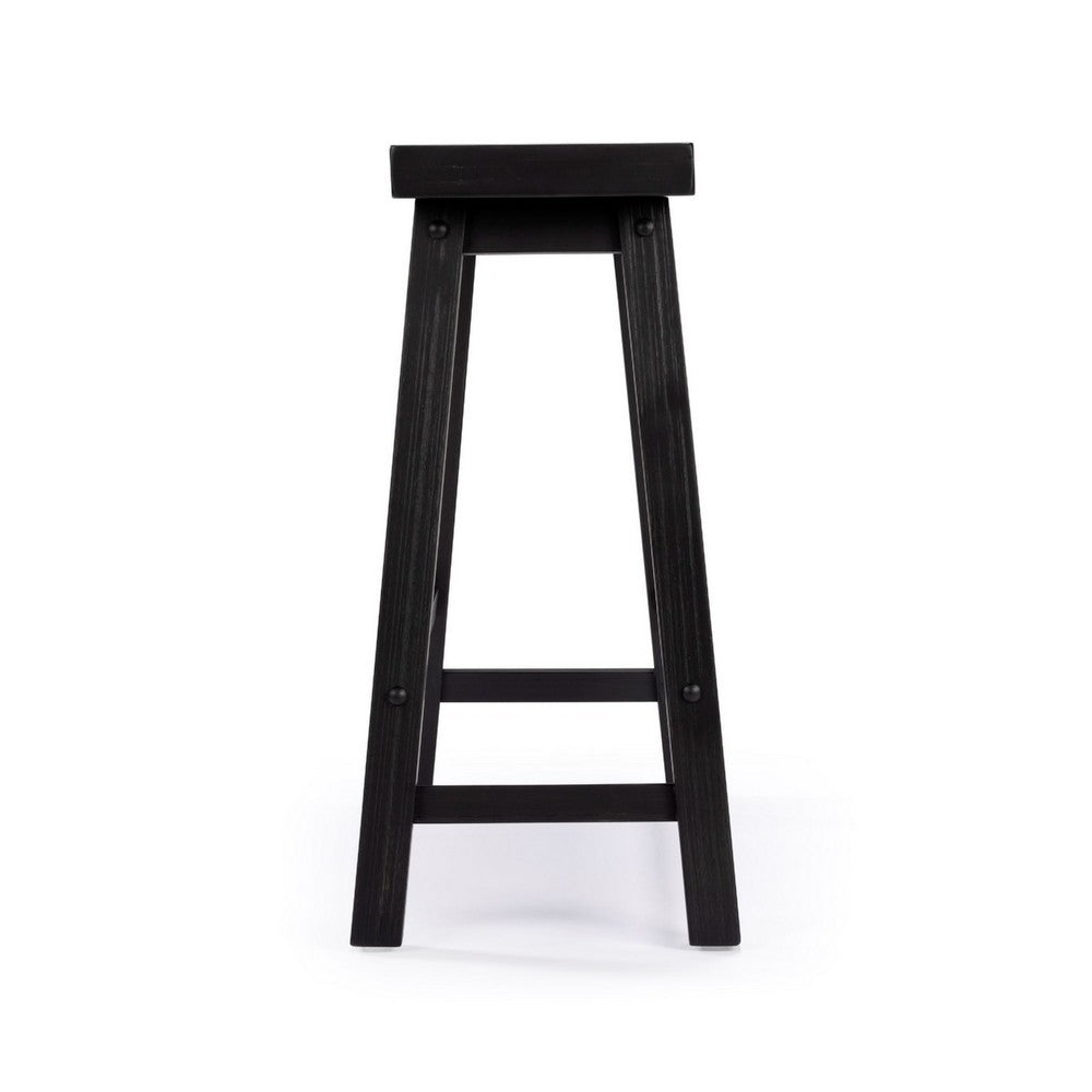 Amber Counter Height Bench | Backless Seat | Charcoal Black Acacia Wood