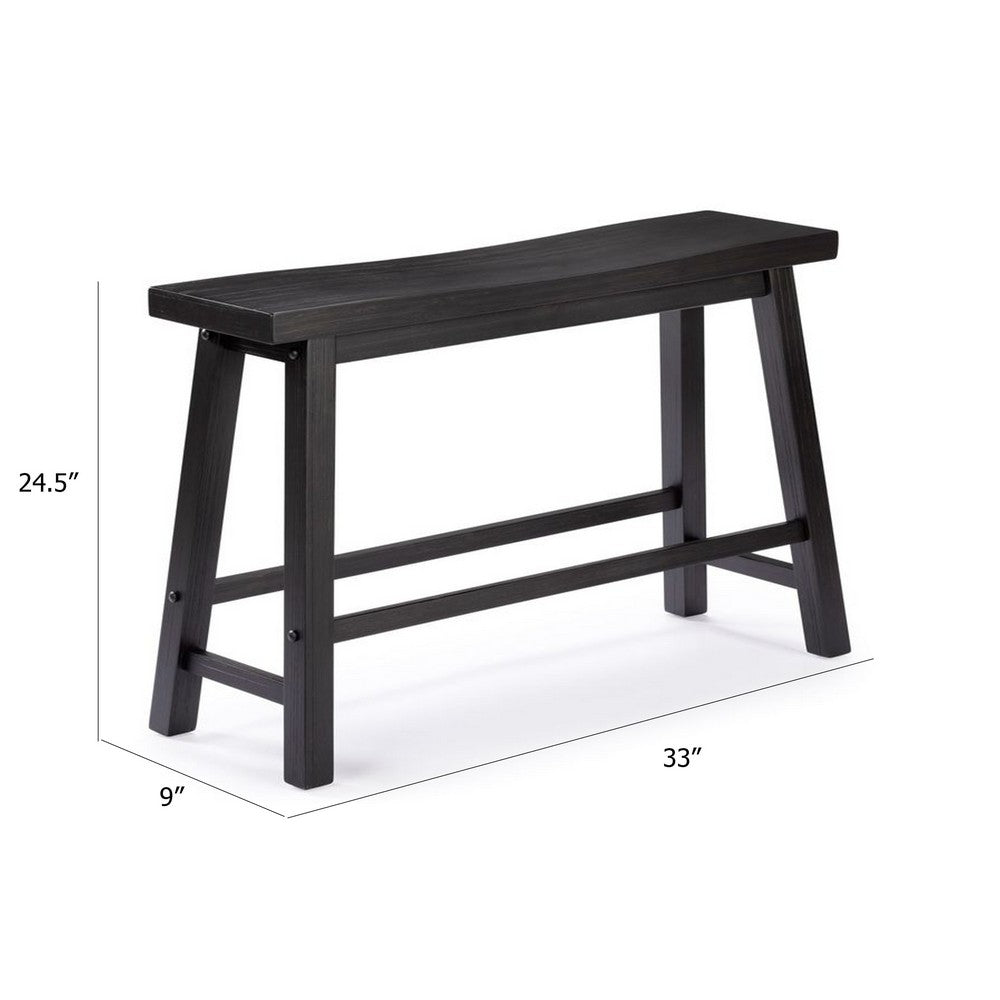 Amber Counter Height Bench | Backless Seat | Charcoal Black Acacia Wood