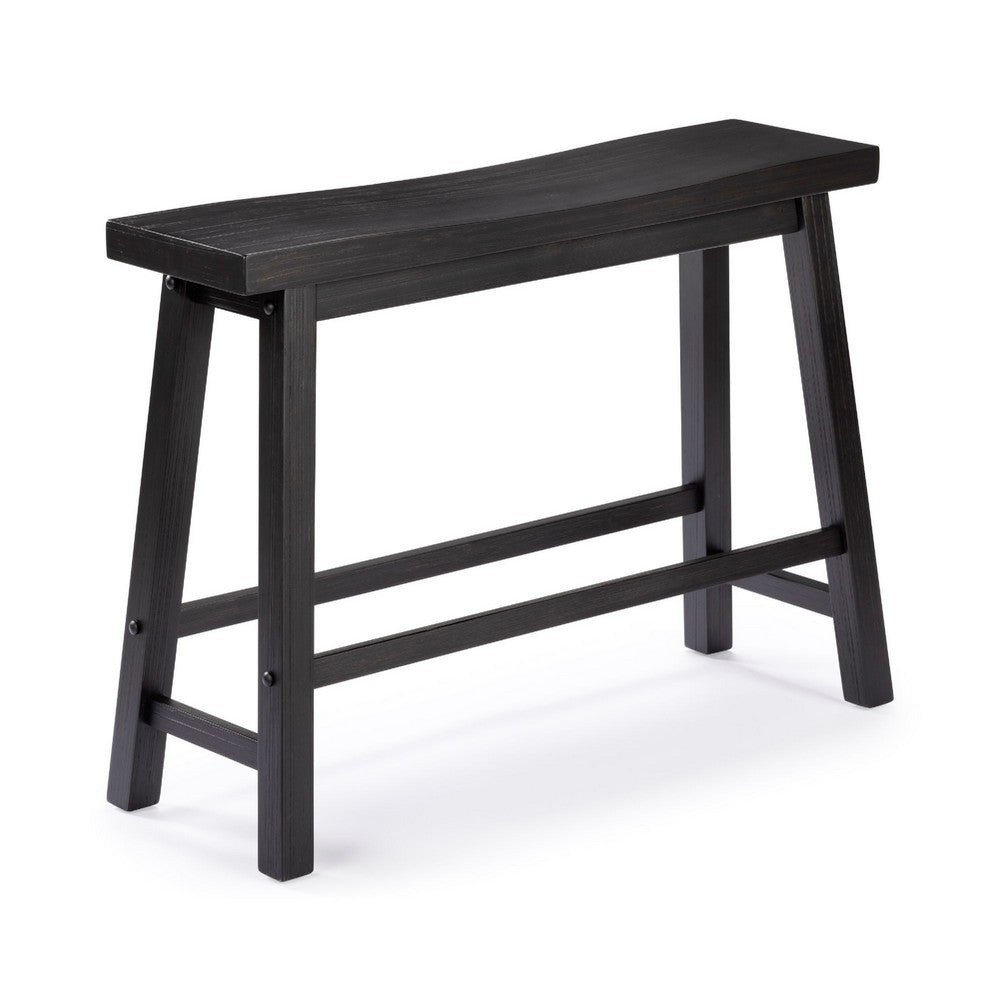 Amber Counter Height Bench | Backless Seat | Charcoal Black Acacia Wood