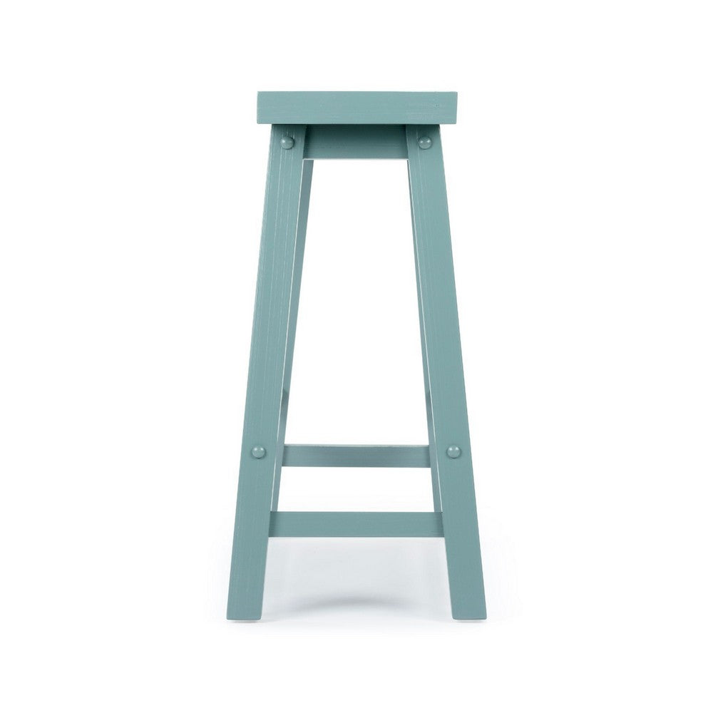 Amber Counter Height Bench | Backless Seat | Light Blue Acacia Wood