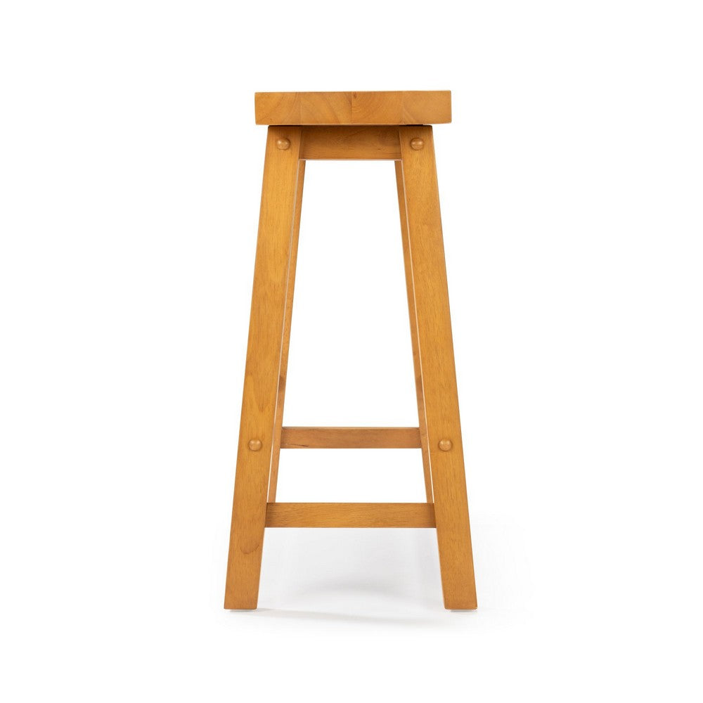 Amber Counter Height Bench | Backless Seat | Honey Oak Brown Acacia Wood
