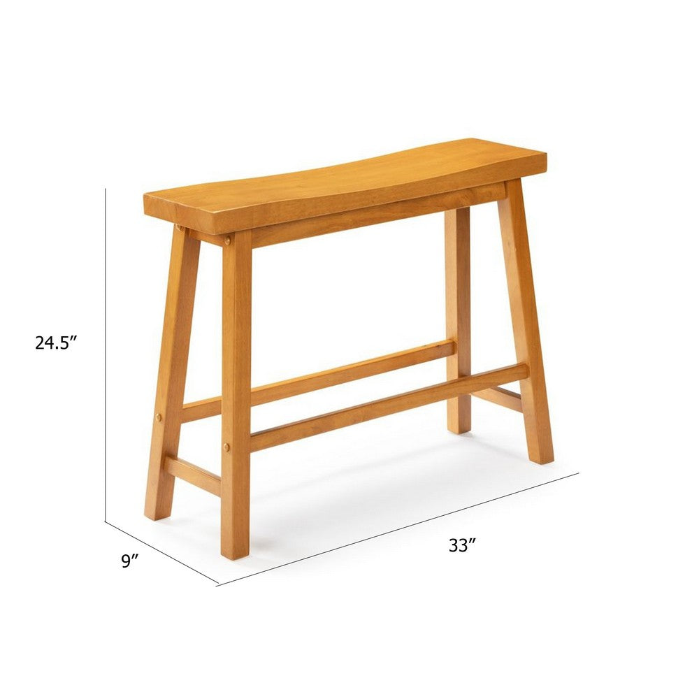 Amber Counter Height Bench | Backless Seat | Honey Oak Brown Acacia Wood