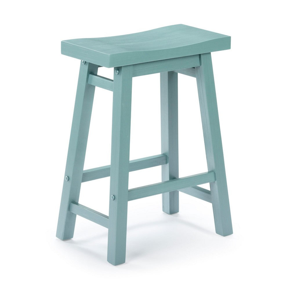 Amber Counter Height Stool | Saddle Seat | Light Blue Acacia Wood Frame