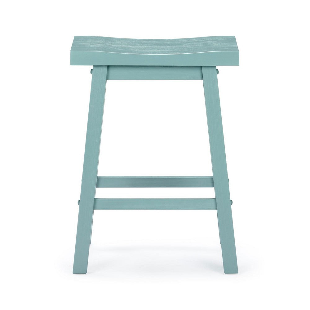 Amber Counter Height Stool | Saddle Seat | Light Blue Acacia Wood Frame