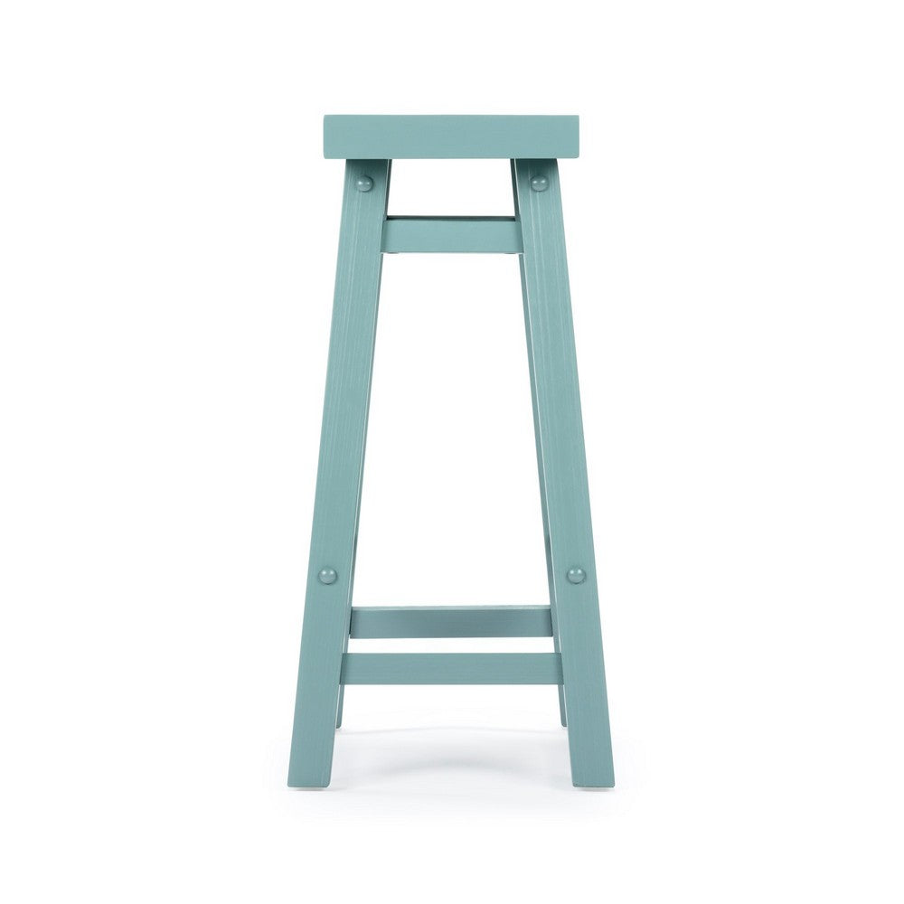 Amber Counter Height Stool | Saddle Seat | Light Blue Acacia Wood Frame