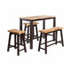 Amber 4pc Counter Height Table Set w 2 Stools | Natural Brown Wood Top