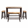 Amber 4pc Counter Height Table Set w 2 Stools | Natural Brown Wood Top