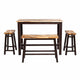 Amber 4pc Counter Height Table Set w 2 Stools | Natural Brown Wood Top