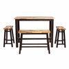 Amber 4pc Counter Height Table Set w 2 Stools | Natural Brown Wood Top