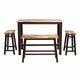 Amber 4pc Counter Height Table Set w 2 Stools | Natural Brown Wood Top
