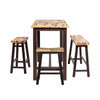 Amber 4pc Counter Height Table Set w 2 Stools | Natural Brown Wood Top