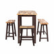 Amber 4pc Counter Height Table Set w 2 Stools | Natural Brown Wood Top