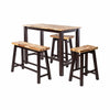 Amber 4pc Counter Height Table Set w 2 Stools | Natural Brown Wood Top