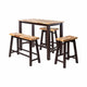 Amber 4pc Counter Height Table Set w 2 Stools | Natural Brown Wood Top