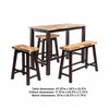 Amber 4pc Counter Height Table Set w 2 Stools | Natural Brown Wood Top