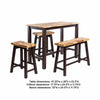 Amber 4pc Counter Height Table Set w 2 Stools | Natural Brown Wood Top