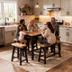 Amber 4pc Counter Height Table Set w 2 Stools | Natural Brown Wood Top