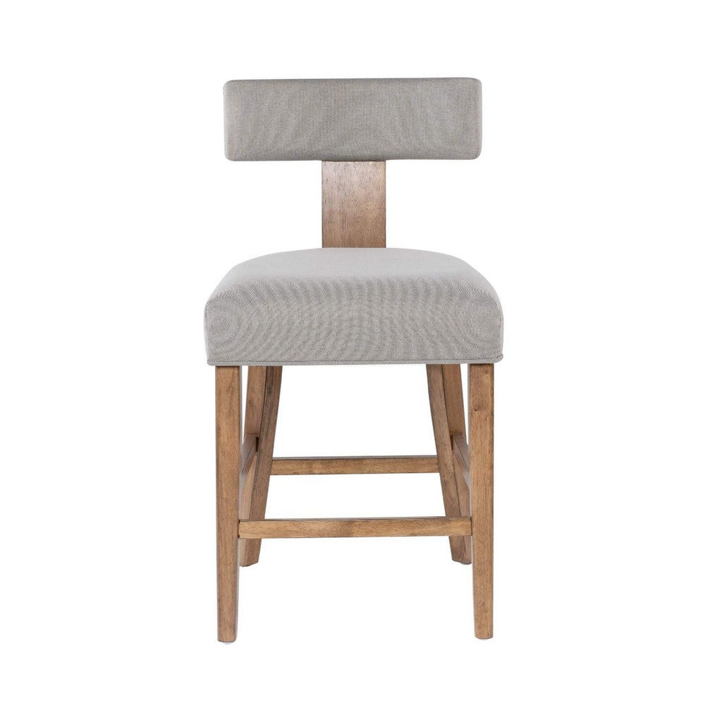 Tely Counter Stool Chair w Light Gray T Back | Natural Brown Frame