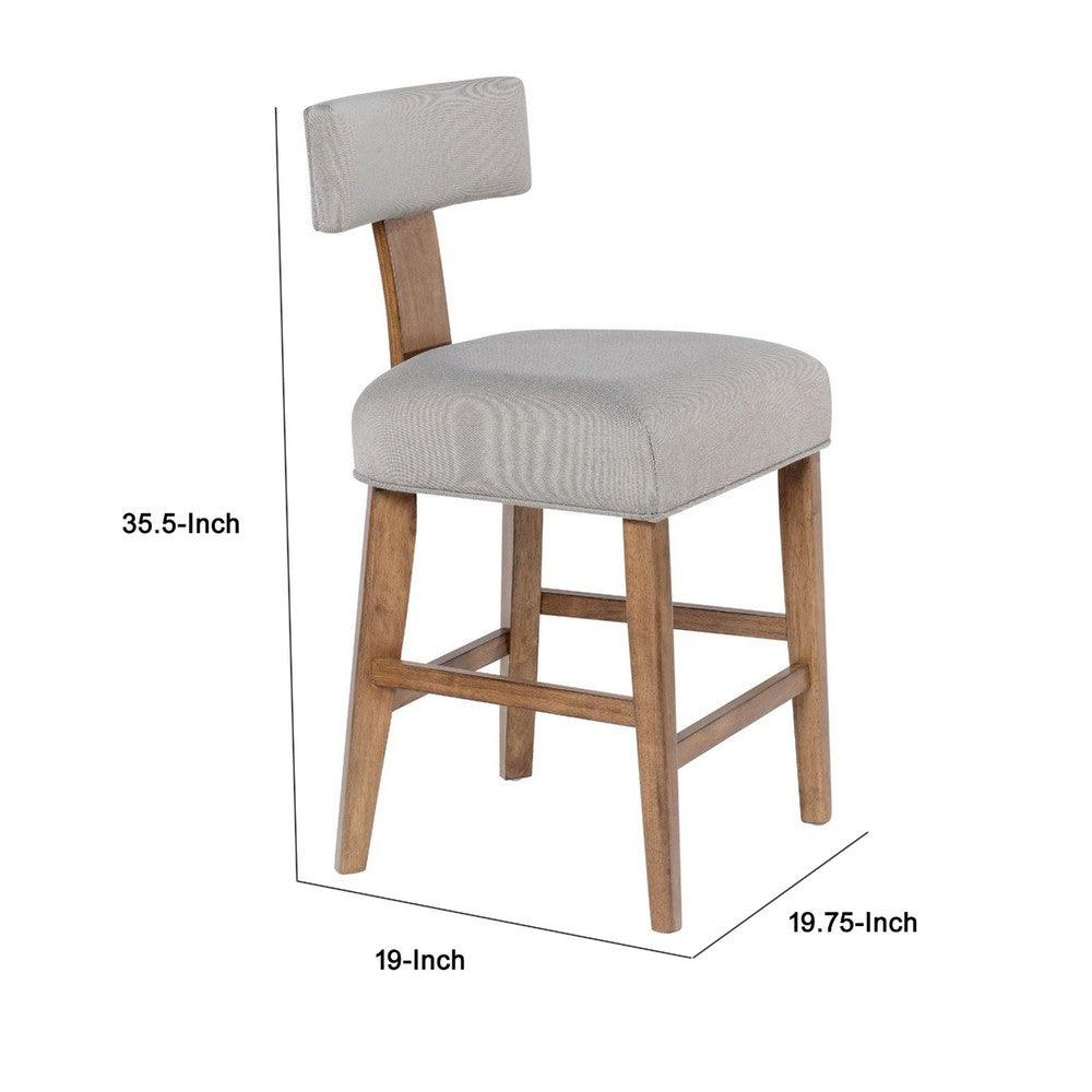 Tely Counter Stool Chair w Light Gray T Back | Natural Brown Frame