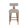 Tely Barstool Chair w Light Gray T Back | Natural Brown Wood Frame
