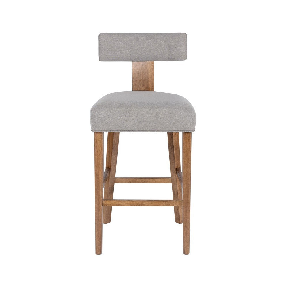 Tely Barstool Chair w Light Gray T Back | Natural Brown Wood Frame