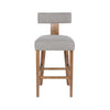 Tely Barstool Chair w Light Gray T Back | Natural Brown Wood Frame