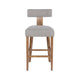 Tely Barstool Chair w Light Gray T Back | Natural Brown Wood Frame