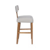 Tely Barstool Chair w Light Gray T Back | Natural Brown Wood Frame