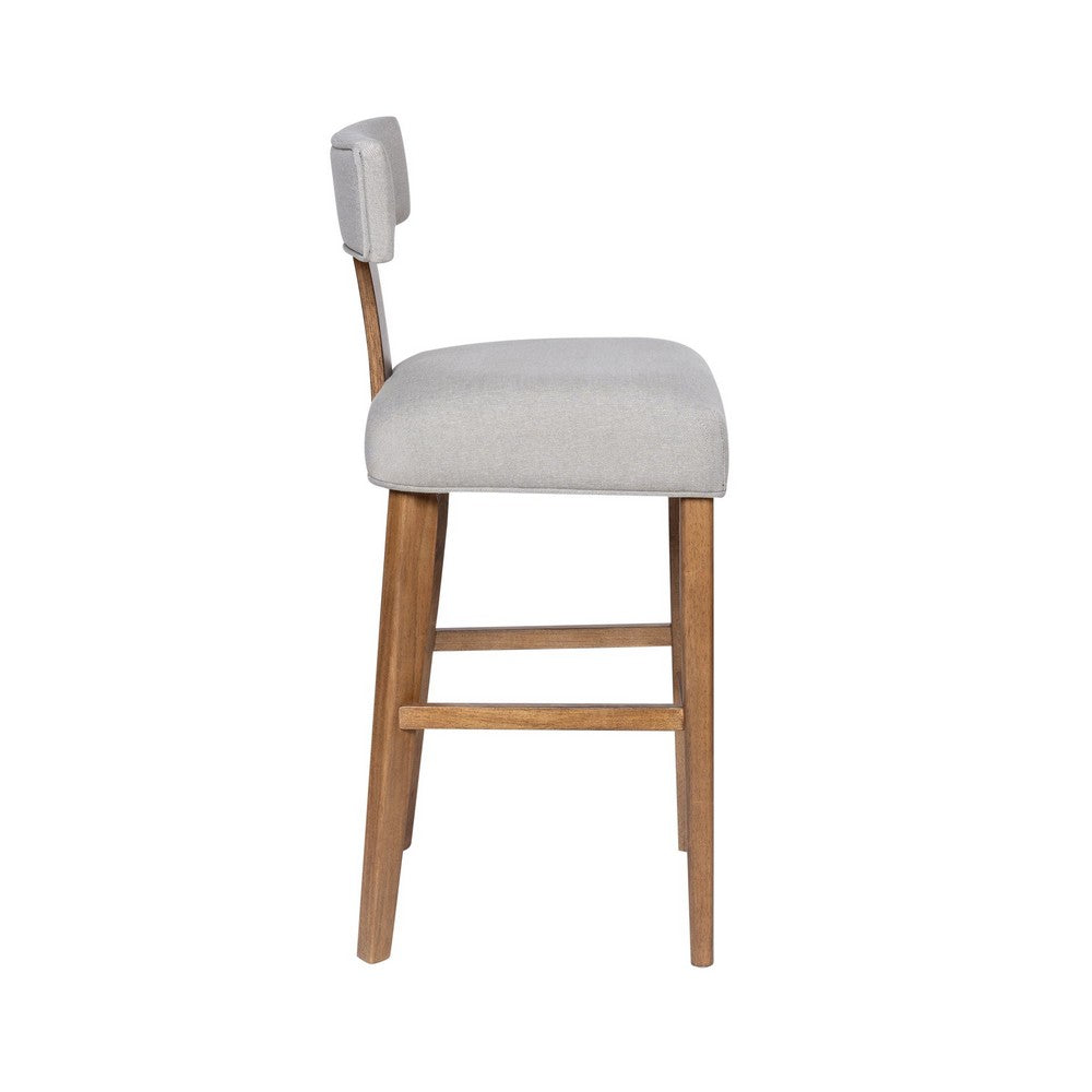 Tely Barstool Chair w Light Gray T Back | Natural Brown Wood Frame