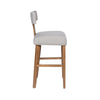 Tely Barstool Chair w Light Gray T Back | Natural Brown Wood Frame