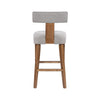 Tely Barstool Chair w Light Gray T Back | Natural Brown Wood Frame