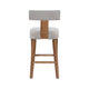 Tely Barstool Chair w Light Gray T Back | Natural Brown Wood Frame