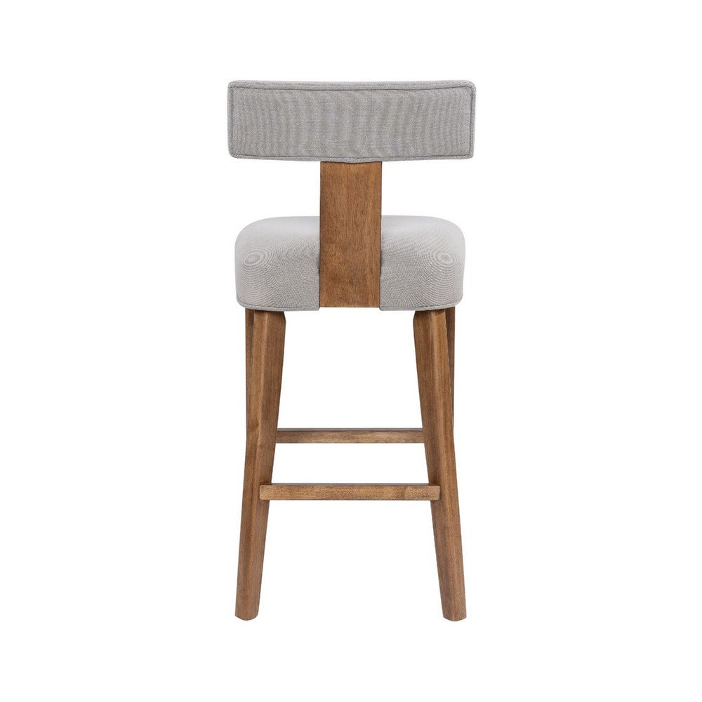 Tely Barstool Chair w Light Gray T Back | Natural Brown Wood Frame