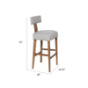 Tely Barstool Chair w Light Gray T Back | Natural Brown Wood Frame