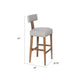 Tely Barstool Chair w Light Gray T Back | Natural Brown Wood Frame