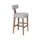 Tely Barstool Chair w Light Gray T Back | Natural Brown Wood Frame