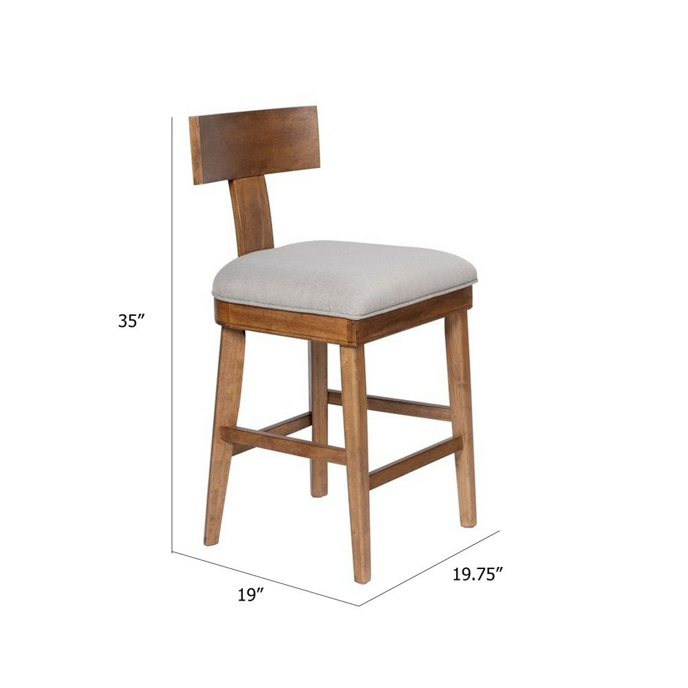Hery Counter Stool Chair w T Back Design | Light Gray Cushioned Seat
