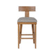 Hery Barstool Chair w Wood T Back Design | Light Gray Cushioned Seat