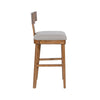 Hery Barstool Chair w Wood T Back Design | Light Gray Cushioned Seat