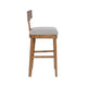 Hery Barstool Chair w Wood T Back Design | Light Gray Cushioned Seat