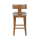 Hery Barstool Chair w Wood T Back Design | Light Gray Cushioned Seat