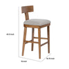Hery Barstool Chair w Wood T Back Design | Light Gray Cushioned Seat